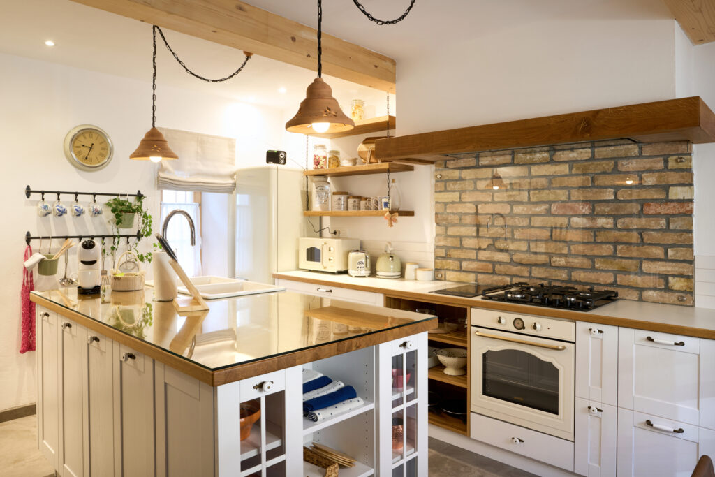 Authentic wooden interior of historic homestead in Slovenia