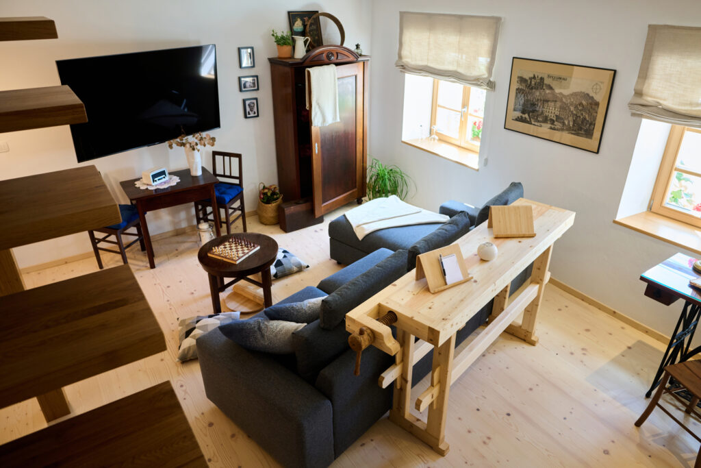 Rustic interior of traditional heritage house in Slovenia